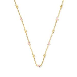 Kendra Scott Haven Heart Strand Necklace in Gold Pink Enamel